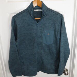 Criquet Mens Med Full Zip Fleece Heather Blue Jacket Mock Neck Zip Pockets Golf